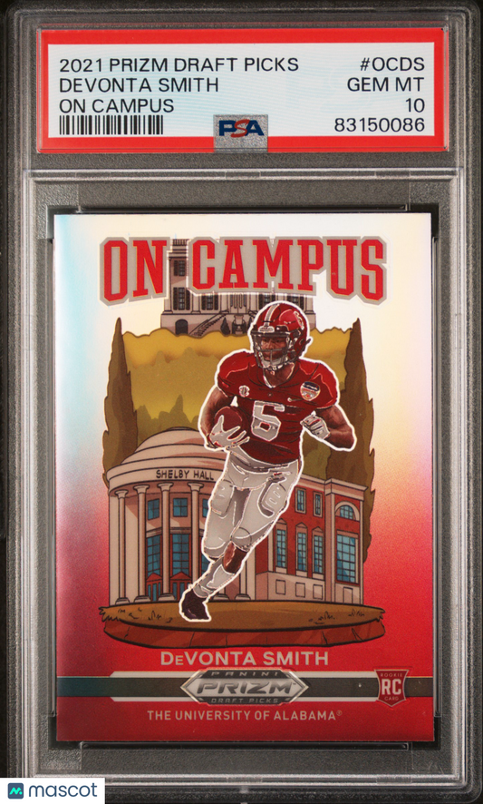 2021 Panini Prizm Draft Picks Collegiate DeVonta Smith #OC-DS On Campus RC PSA 10