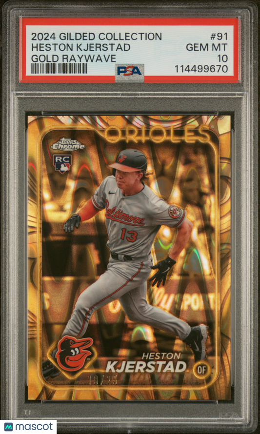 2024 Topps Chrome Gilded Heston Kjerstad Gold Raywave RC /25 PSA 10