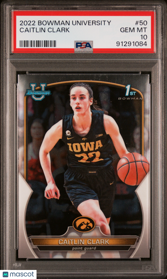 2022-23 Bowman Chrome University Caitlin Clark #50b PSA 10