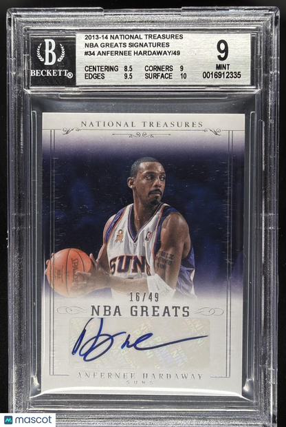 2013 Panini National Treasures Anfernee Hardaway #NG-AY Greats /49 Auto BGS 9