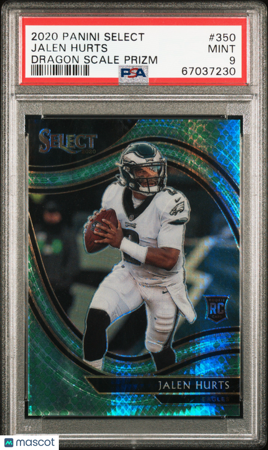 2020 Select Jalen Hurts Dragon Scale Prizm /67 Rookie PSA 9