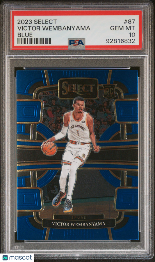 2023-24 Panini Select Victor Wembanyama #87 Blue Prizm RC Concourse Spurs PSA 10