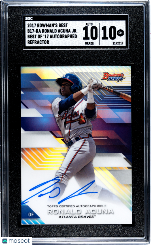 2017 Bowman's Best Ronald Acuna Rookie Refractor Auto SGC 10/10