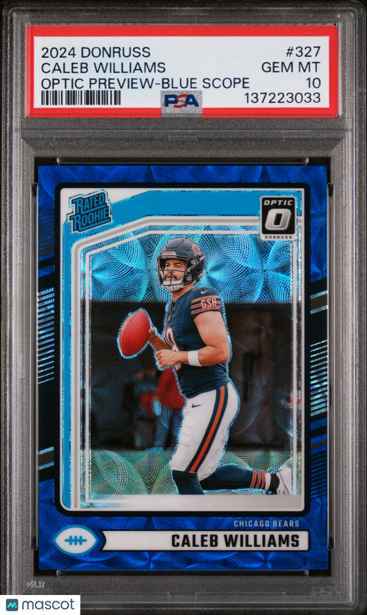 2024 Panini Donruss Caleb Williams #327 Optic Rated Rookie Preview Blue Scope PSA 10
