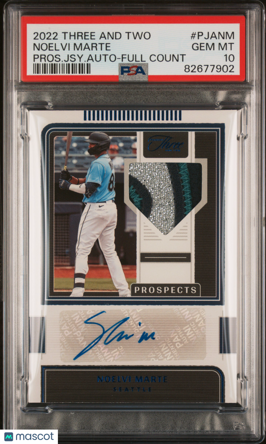 2022 Panini Three and Two Noelvi Marte Patch Auto /32 PSA 10