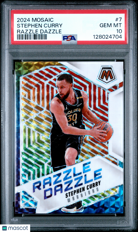2024-25 Mosaic Stephen Curry Razzle Dazzle PSA 10