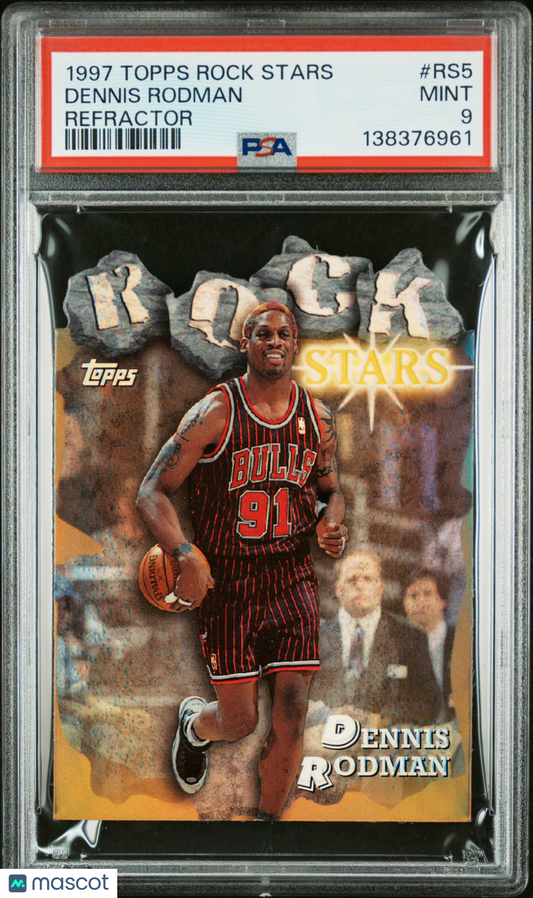1997-98 Topps Dennis Rodman Rock Stars Refractor Die Cut PSA 9