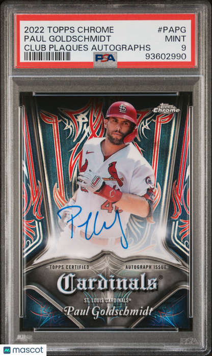 2022 Topps Chrome Paul Goldschmidt Club Plaques Auto /99 PSA 9