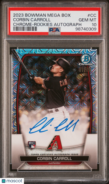 2023 Bowman Mega Box Corbin Carroll #BRA-CC Chrome Rookies Auto Mojo PSA 10