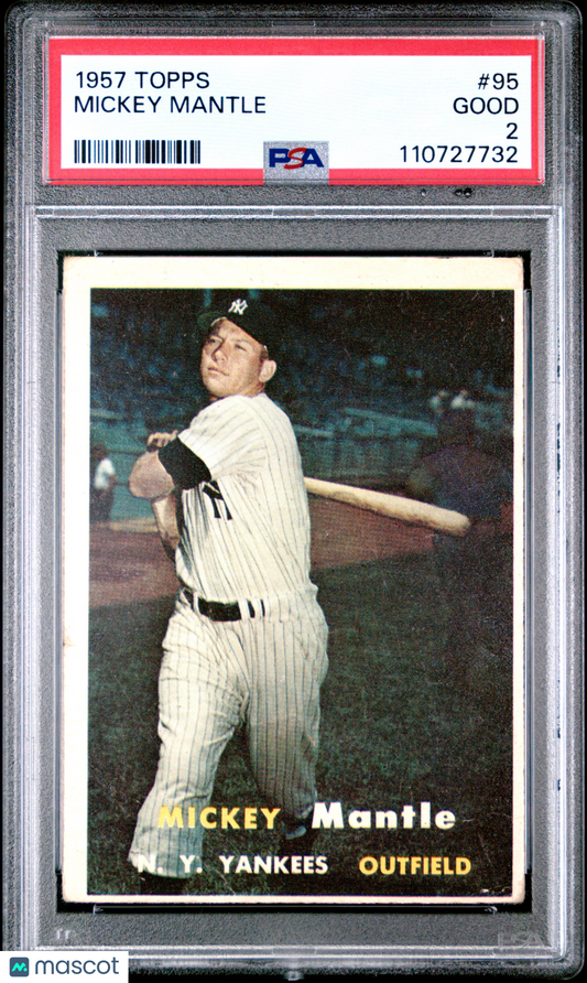 1957 Topps Mickey Mantle #95 Yankees PSA 2
