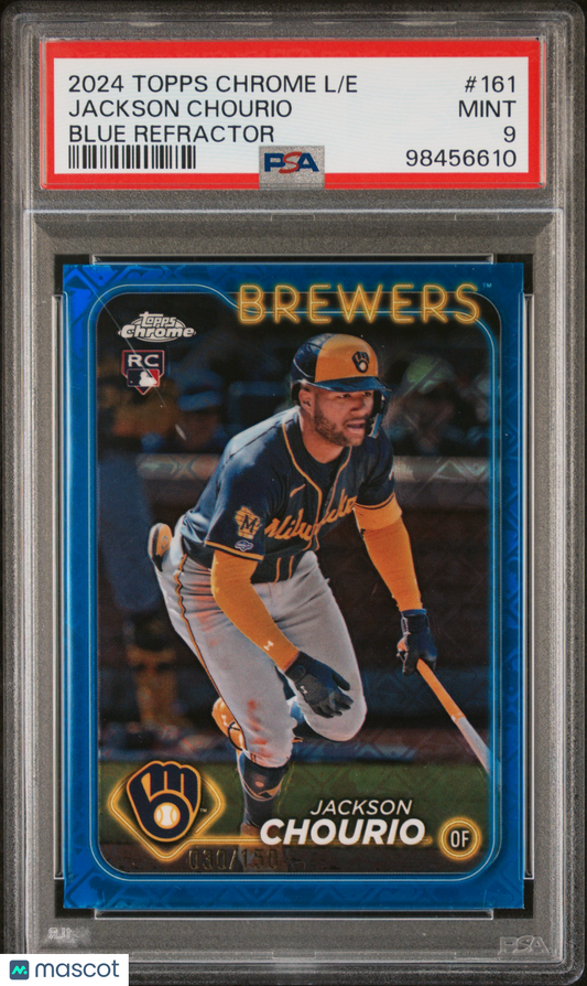 2024 Topps Chrome Jackson Chourio Blue Logofractor RC /150 PSA 9
