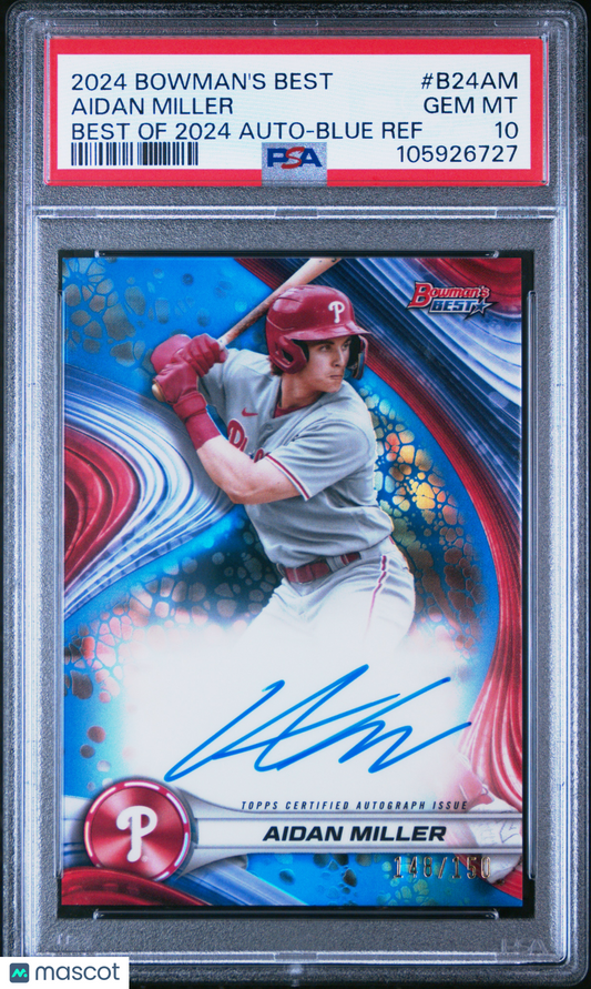 2024 Bowman's Best Aidan Miller Blue Auto Refractor /150 PSA 10
