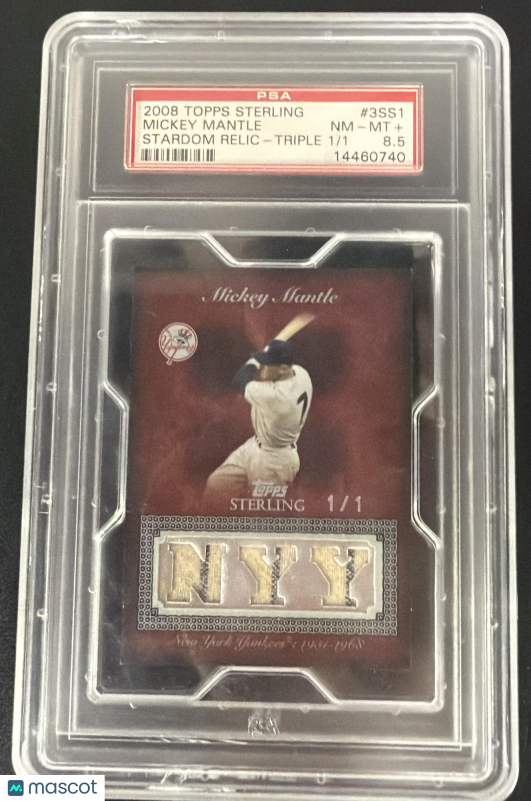 2008 Topps Sterling Mickey Mantle #1 Framed Silver 1/1 PSA 8.5