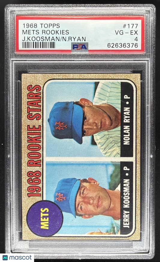 1968 Topps Mets Rookie Stars Jerry Koosman Nolan Ryan RC #177 RC PSA 4