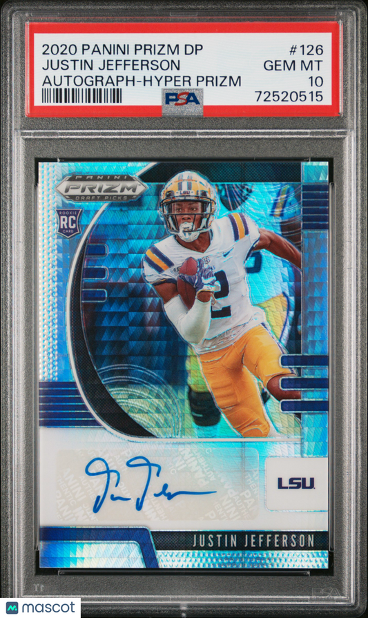 2020 Prizm DP Justin Jefferson Rookie Auto /75 PSA 10