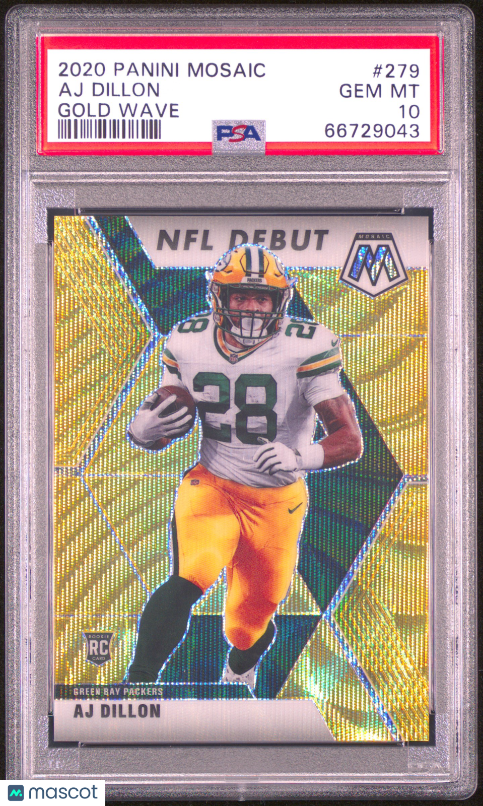2020 Mosaic Aj Dillon Gold Wave Rookie /17 PSA 10