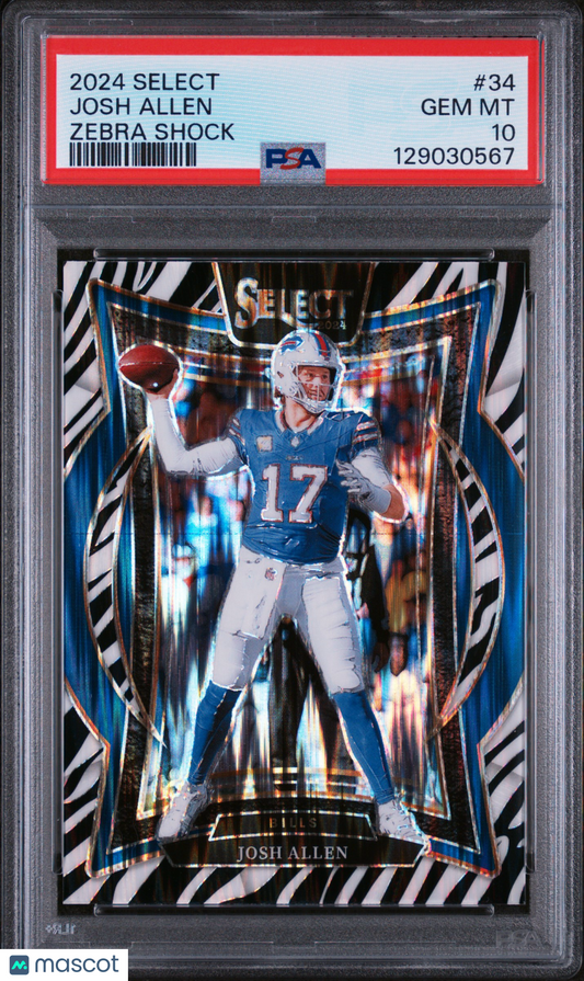 2024 Select Josh Allen Zebra Shock SP PSA 10