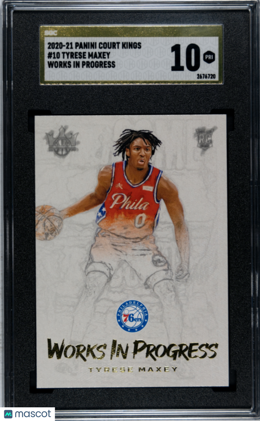 2020-21 Court Kings Tyrese Maxey Works In Progress Rookie SGC 10 Pristine