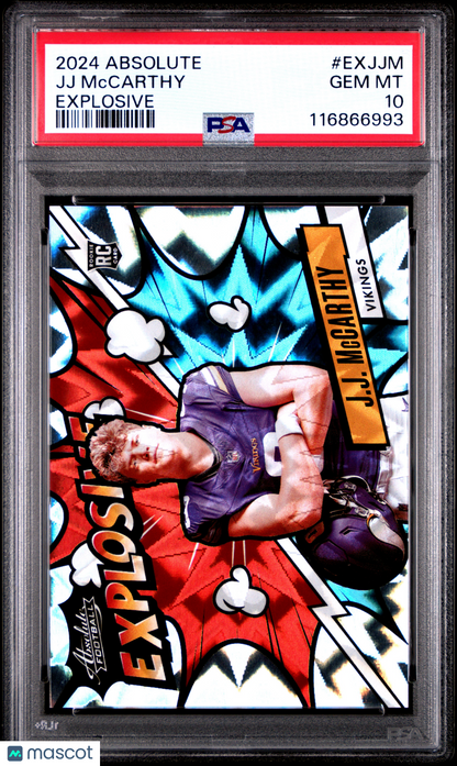 2024 Panini Absolute J.J. McCarthy #13 Explosive Horizontal RC SSP PSA 10