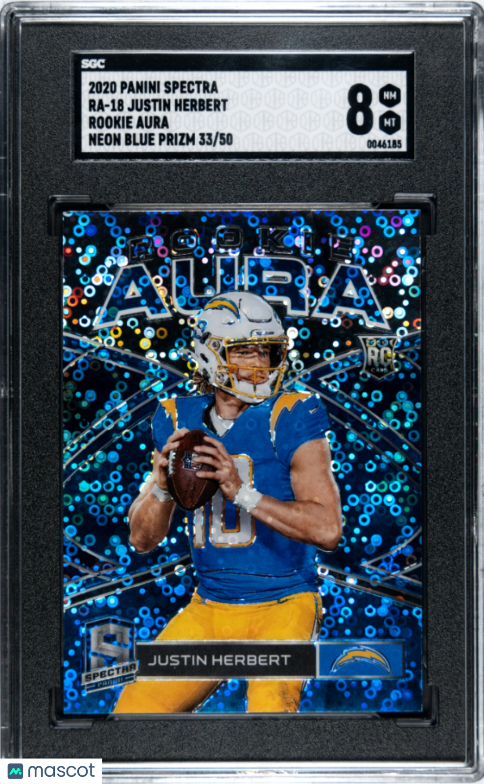 2020 Spectra Justin Herbert Rookie Aura /50 SGC 8