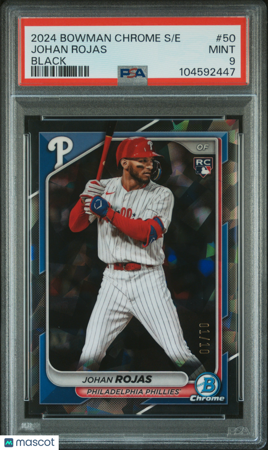 2024 Bowman Chrome Johan Rojas Black Sapphire Rookie /10 PSA 9