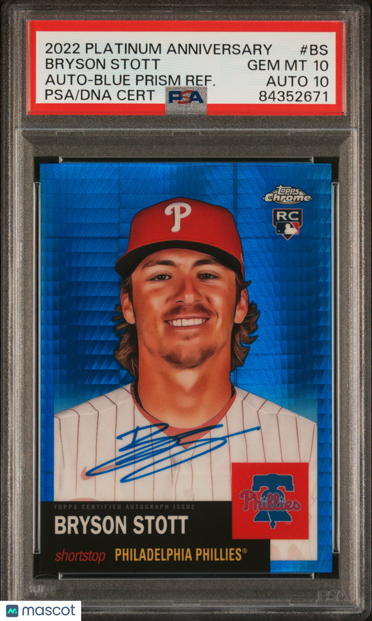2022 Topps Chrome Platinum Anniversary Bryson Stott Auto Blue /99 PSA 10 RC
