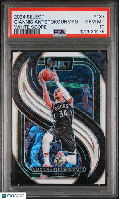 2024 Panini Select Giannis Antetokounmpo #137 Premier White Scope /35 PSA 10