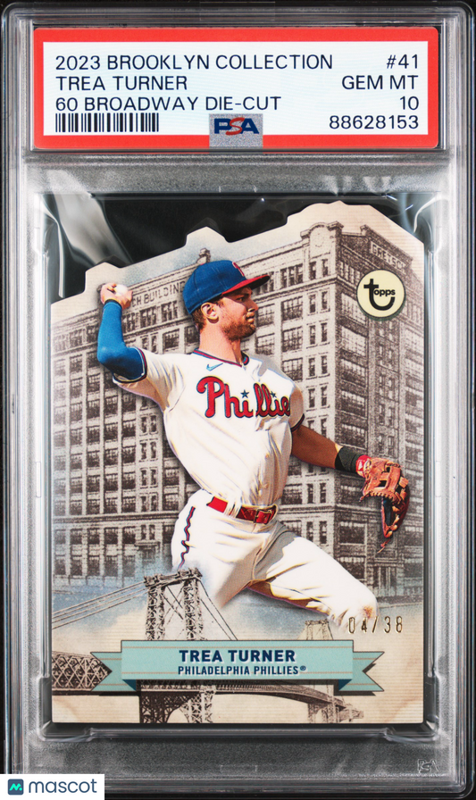 2023 Brooklyn Collections Trea Turner 60 Broadway /38 Die Cut PSA 10