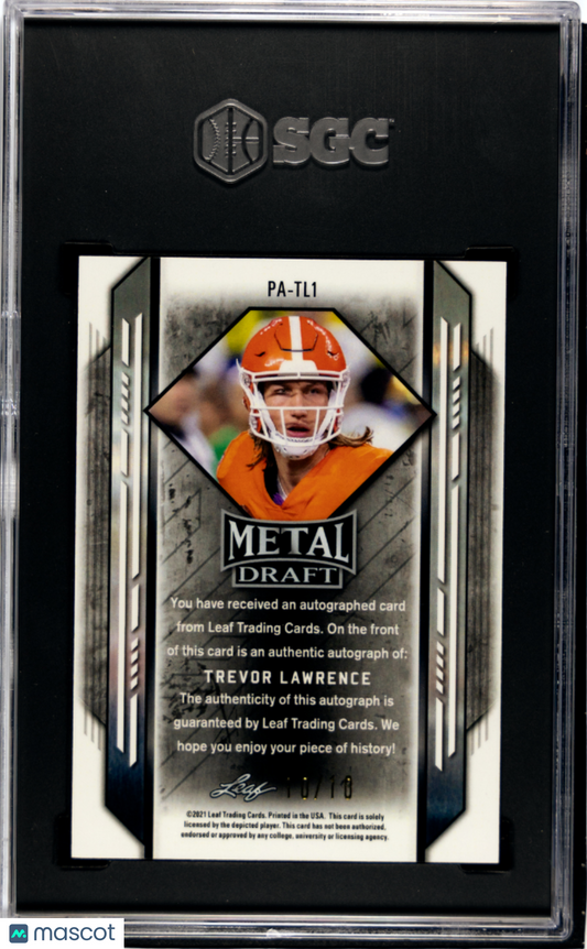 2021 Leaf Metal Draft Trevor Lawrence Auto /10 SGC 9.5/10