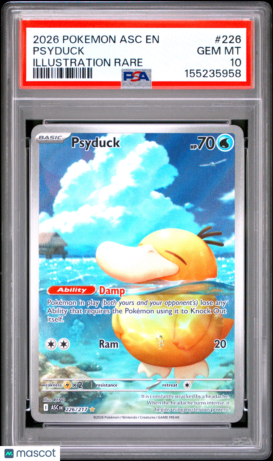 2026 Pokemon Ascended Heroes Psyduck #226/217 Illustration Rare PSA 10