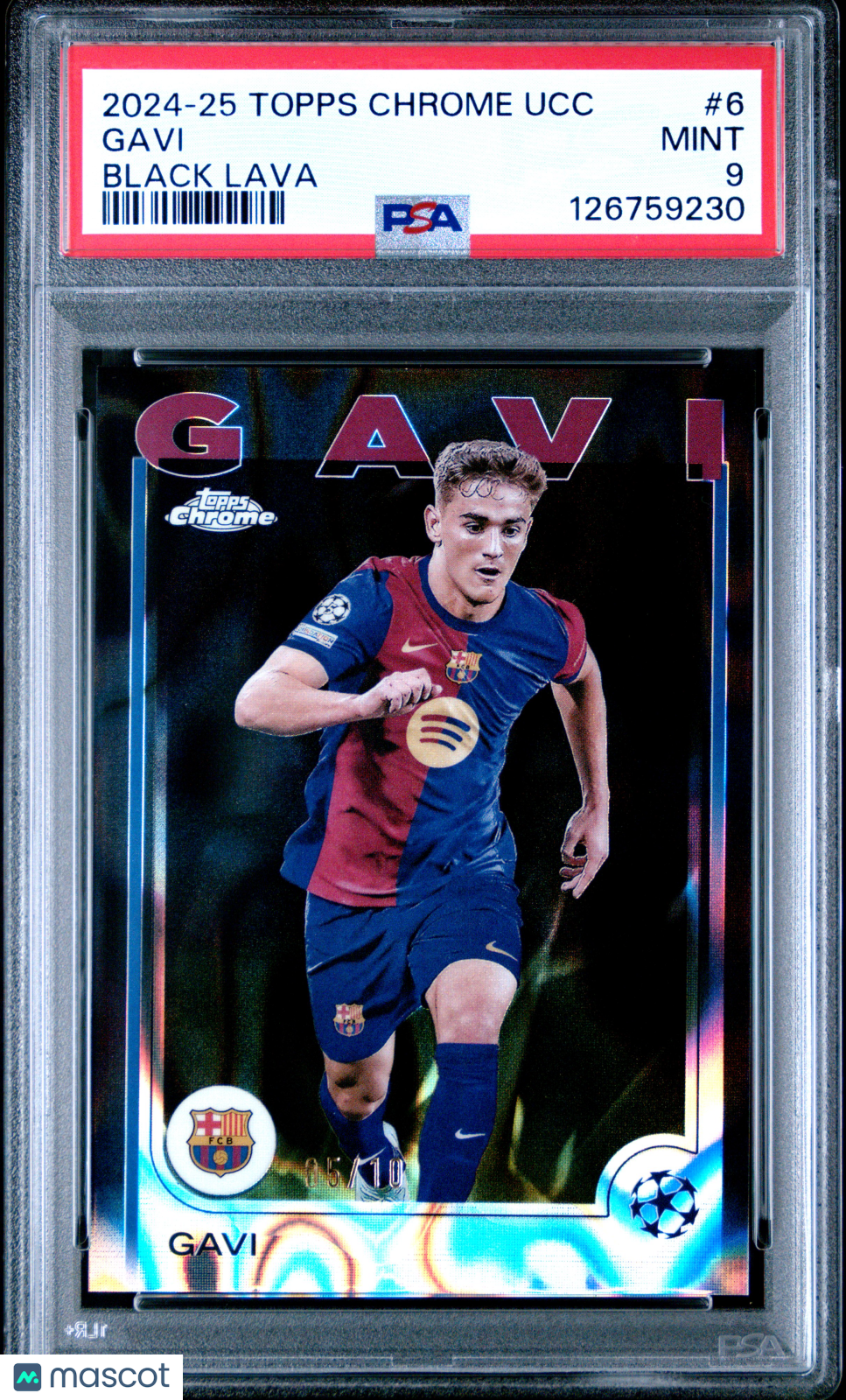2024 Topps Chrome UEFA Club Competitions Gavi #6 Blue Lava Refractor /150 PSA 9