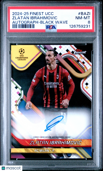 2024-25 Finest UCC Zlatan Ibrahimovic Black /10 Auto PSA 8