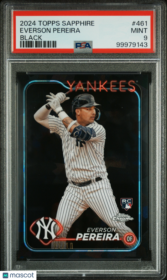 2024 Topps Chrome Everson Pereira Black Sapphire /10 Rookie PSA 9