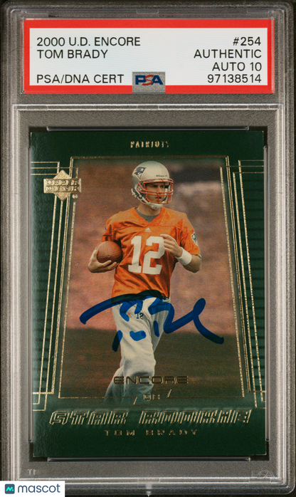 2000 Upper Deck Encore Tom Brady #254 IP Auto RC PSA Authenic Auto 10