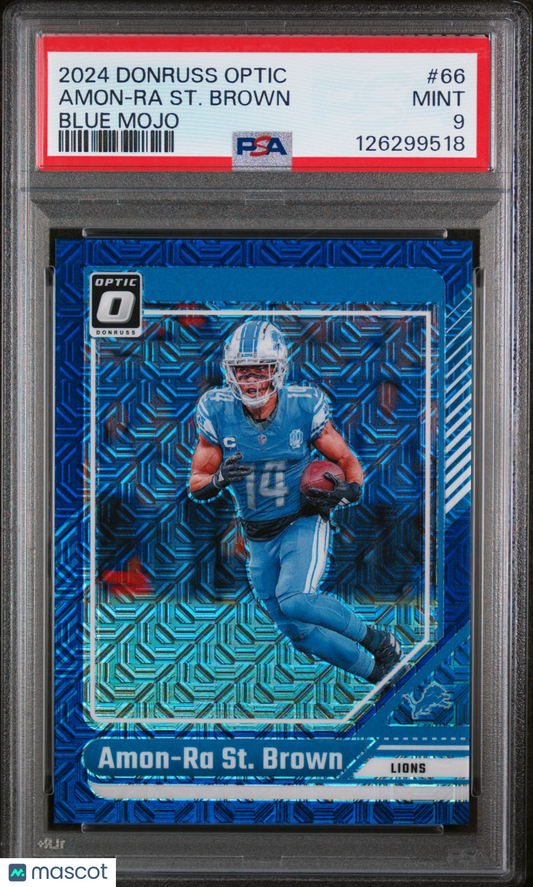 2024 Panini Donruss Optic Amon-Ra St. Brown #66 Blue Mojo 4/5 Lions PSA 9