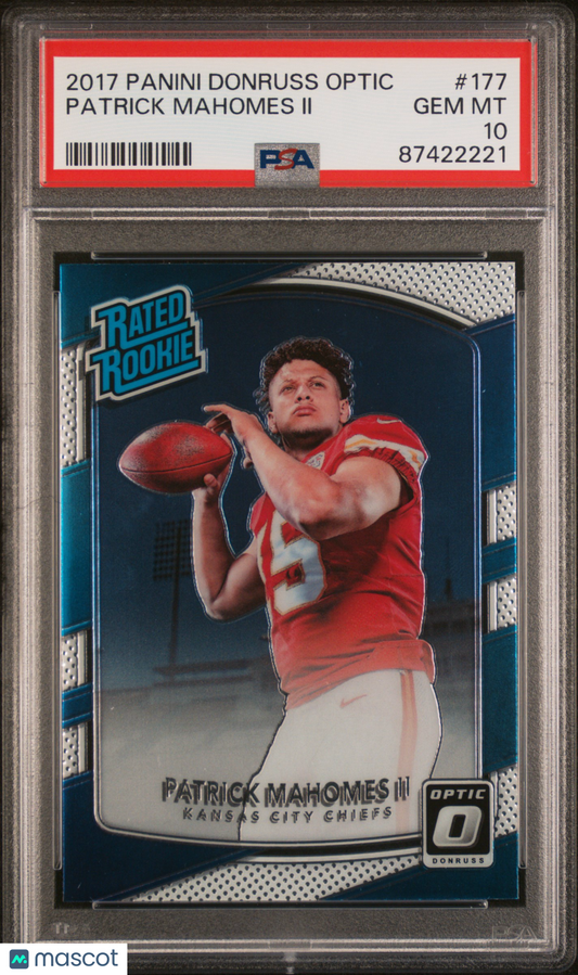 2017 Panini Donruss Optic Patrick Mahomes II #177 RC Rated Rookie PSA 10