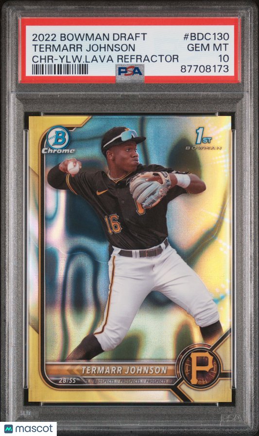 2022 Bowman Chrome Termarr Johnson Yellow Lava Refractor /75 PSA 10