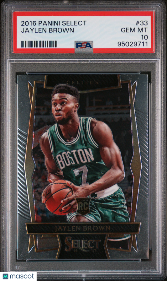 2016-17 Panini Select Jaylen Brown #33 Prizm Rookie Concourse Celtics PSA 10
