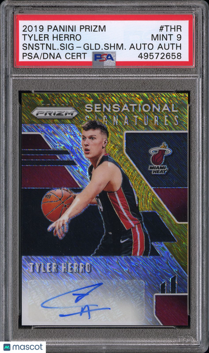 2019-20 Prizm Tyler Herro Gold Shimmer Auto /10 PSA 9