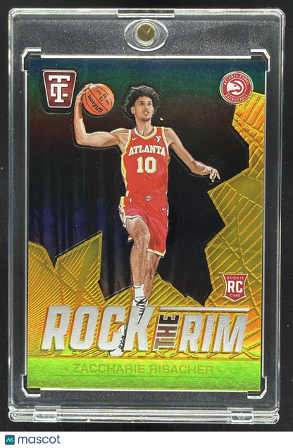 2024 Panini Totally Certified Zaccharie Risacher #12 Rock the Rim Gold Platinum Mirror /10 RC