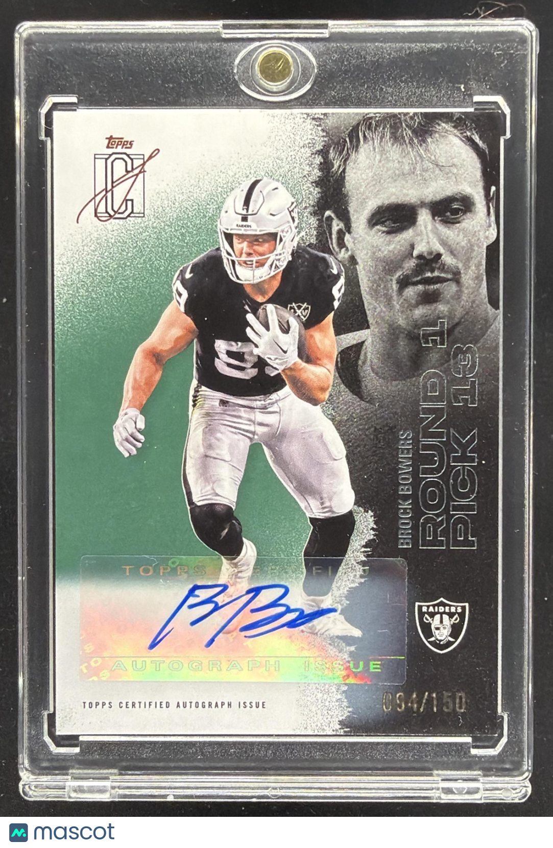 2025 Topps Signature Class Brock Bowers #34 Veteran Auto Green Foil 94/150