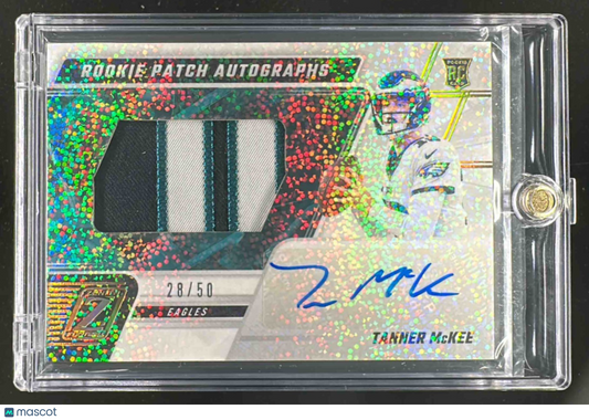 2023 Panini Zenith Tanner McKee #236 Rookie Patch Auto Sparkle /50 MEM RC