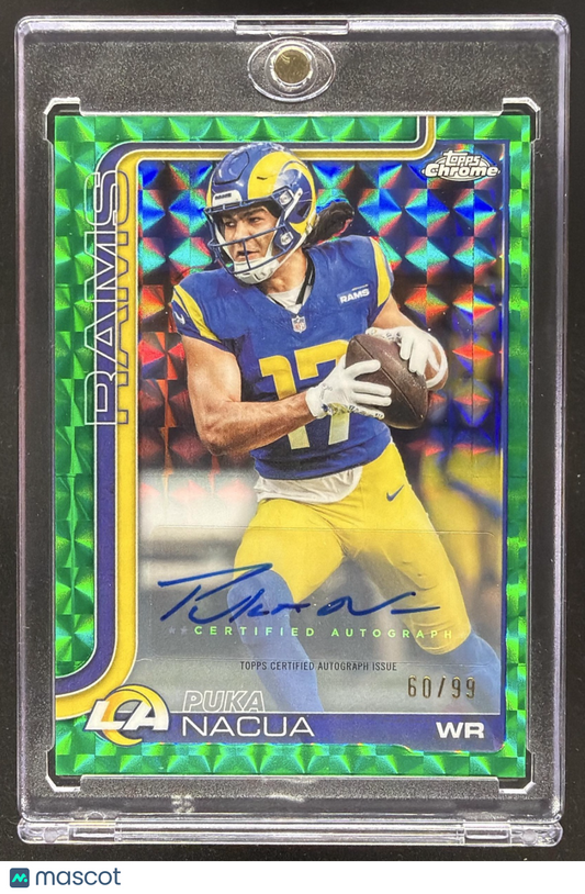 2025 Topps Chrome Puka Nacua #BA-PN Auto Green Geometric Refractor 60/99