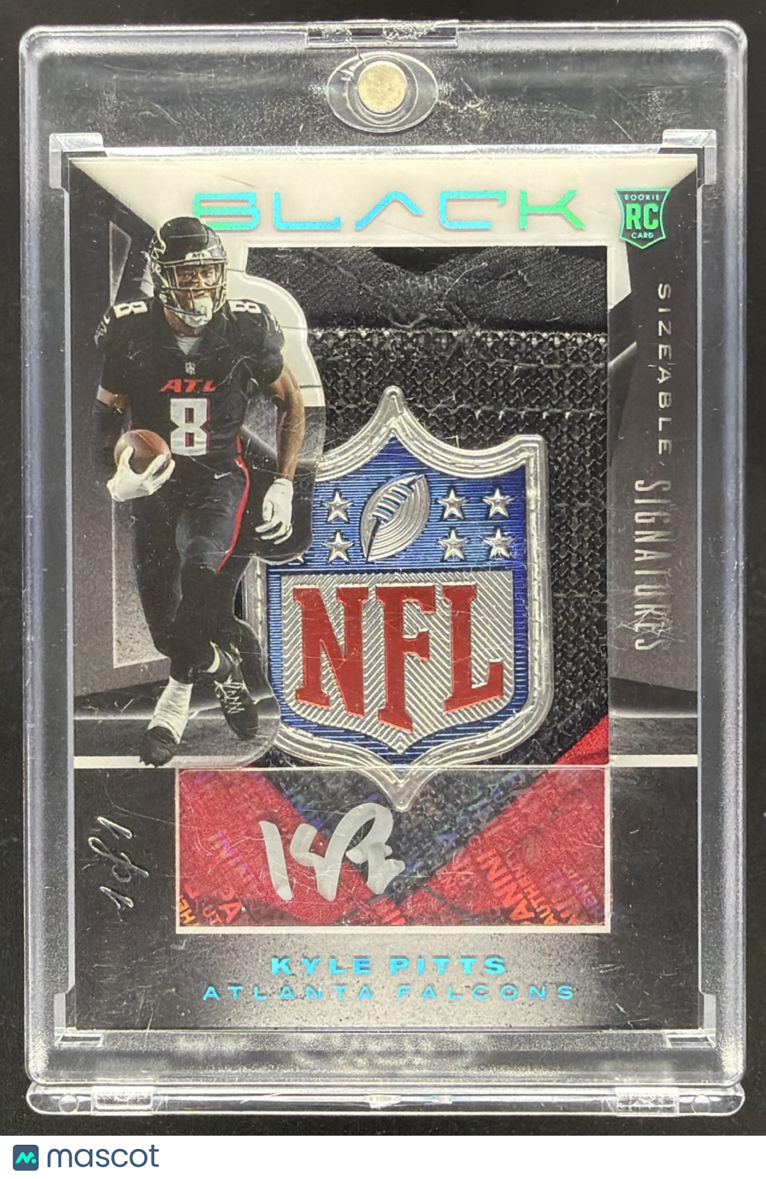 2021 Panini Black Kyle Pitts #SRJ-KP Sizeable Signatures Rookie Shield 1/1 Auto