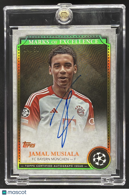 2024 Topps Chrome UEFA Club Jamal Musiala #EX-JM1 Marks of Excellence Auto Gold /50