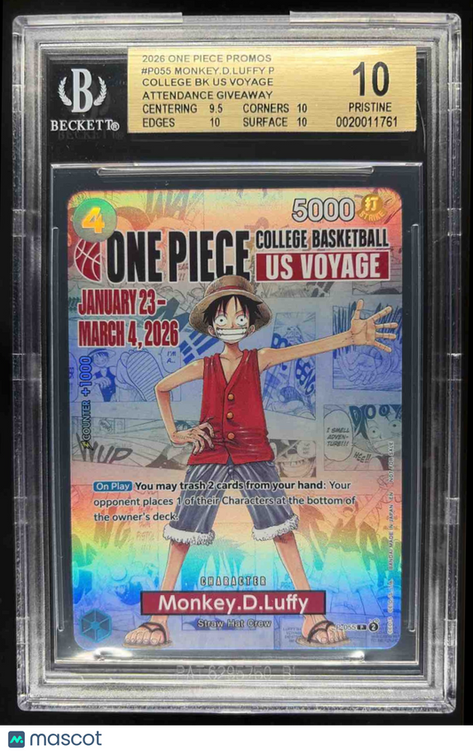 2024 One Piece The Best Monkey.D.Luffy #P-055 Promo BGS 10
