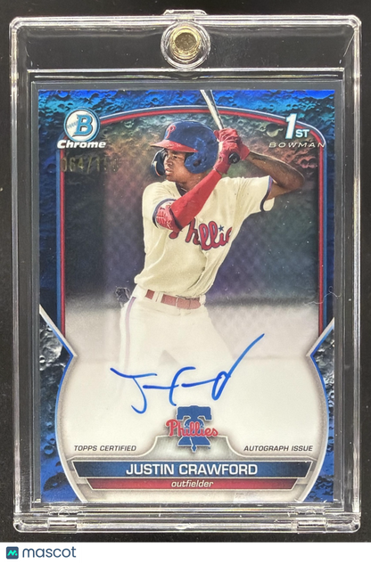 2023 Bowman Justin Crawford #CPA-JC Chrome Auto Blue Lunar /150