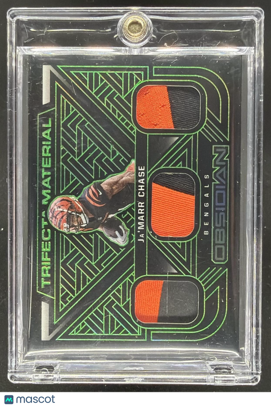 2022 Panini Obsidian Ja'Marr Chase #TFM-JCH Trifecta Material Electric Etch Green /50