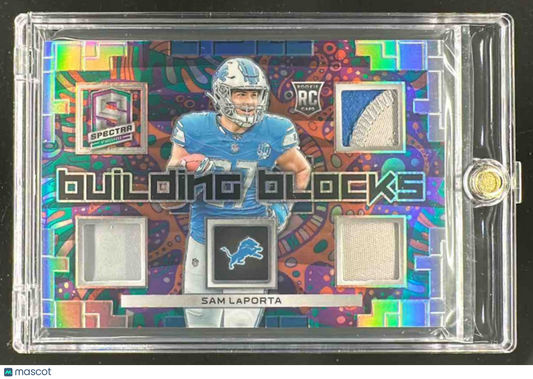 2023 Panini Spectra Sam LaPorta #BBL-SLA Building Blocks /5 Patch RC Lions