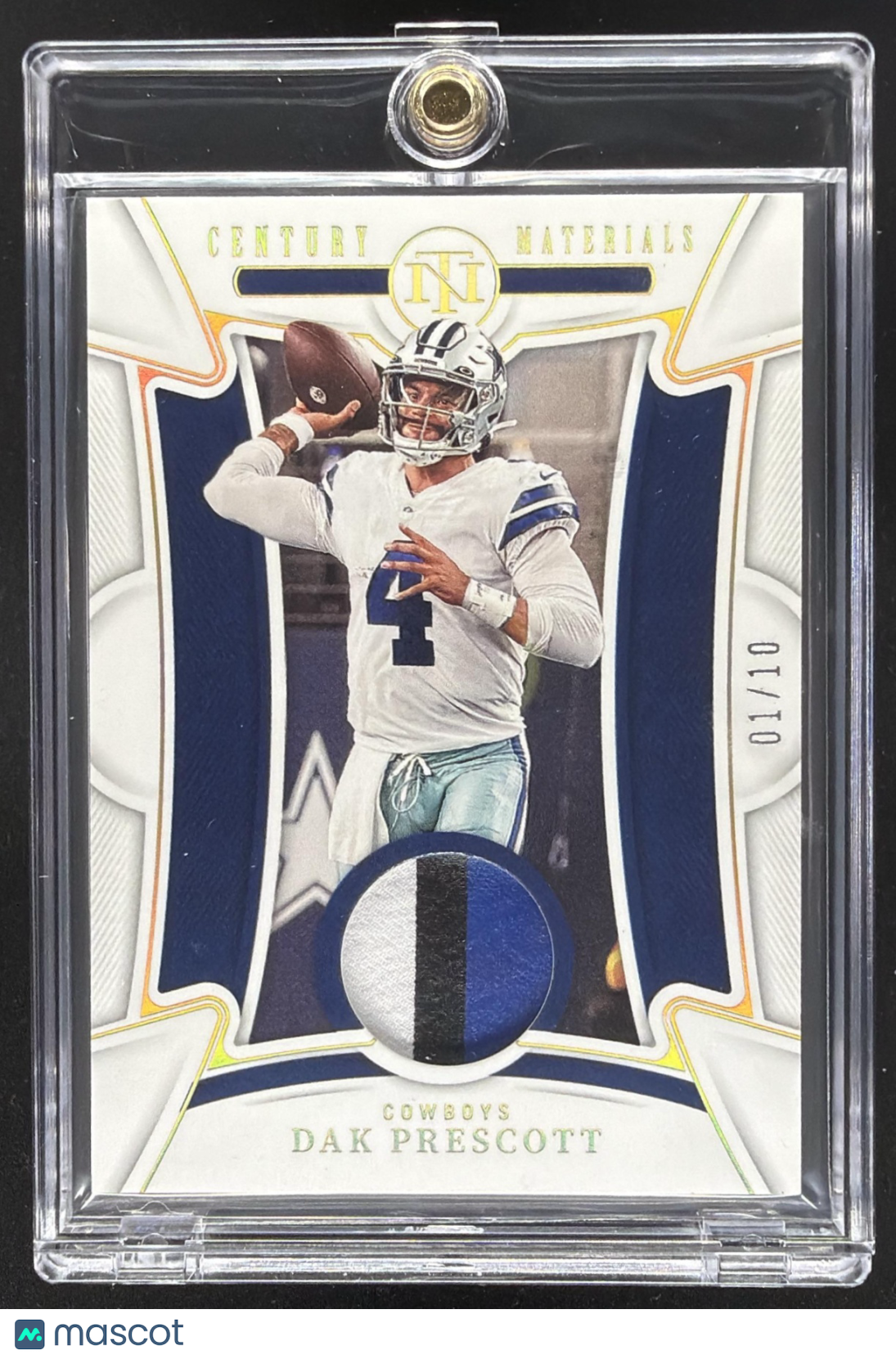 2022 Panini National Treasures Dak Prescott #CEN-DPR Century Materials Holo Gold /10 MEM